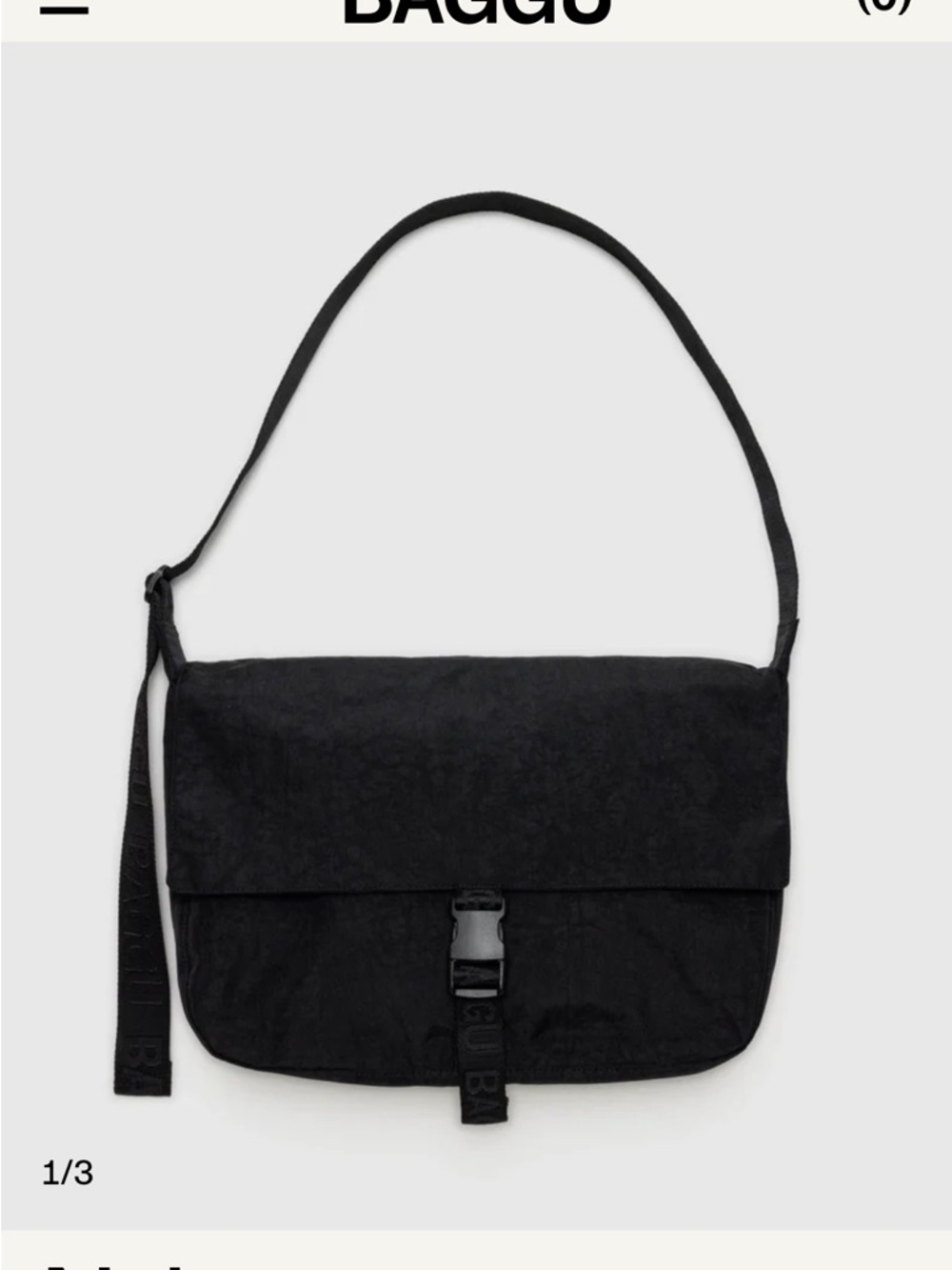 BAGGU Black Messenger Bag with Front Buckle